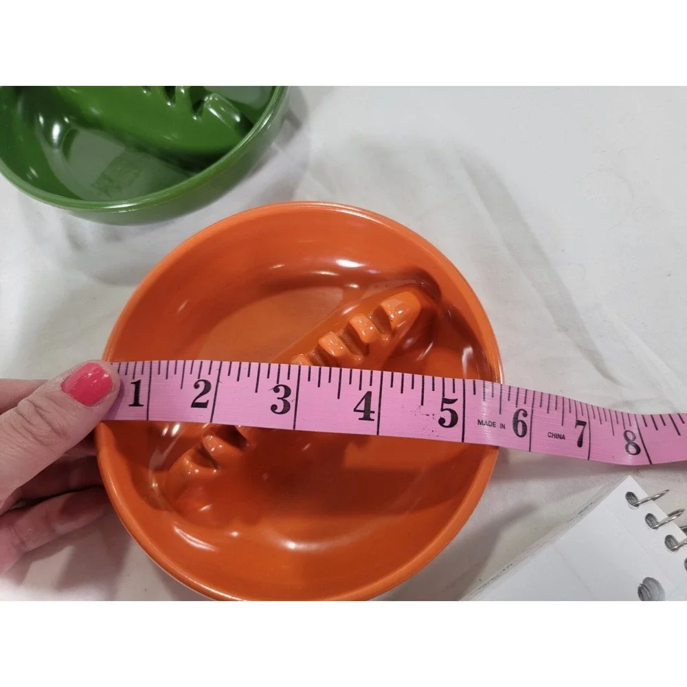 USA Vtg GES Melmac 4 NOS‎ Green Orange Ashtrays 7.5